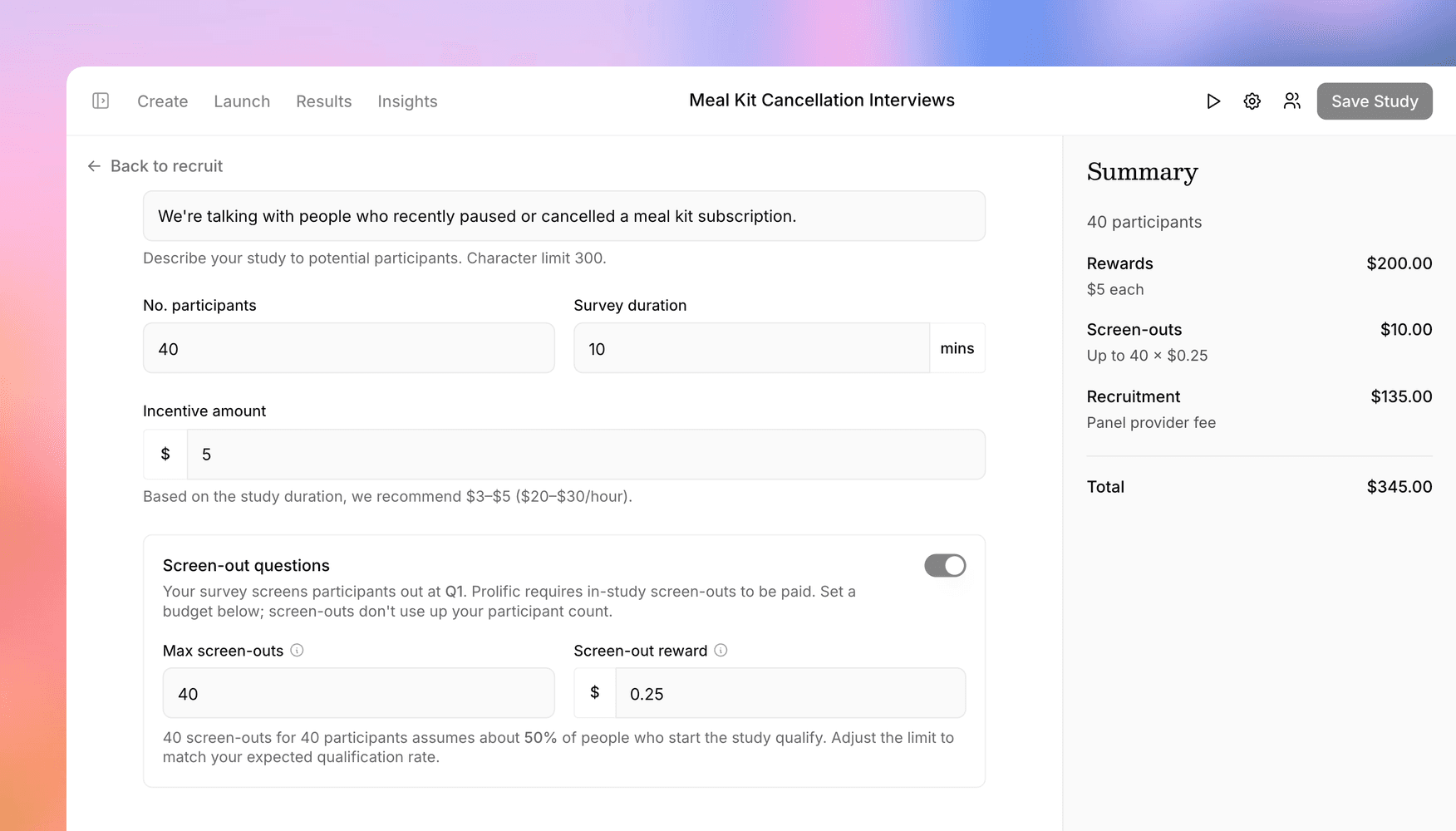 Screen out participants on Prolific, and draft panels with your AI agent