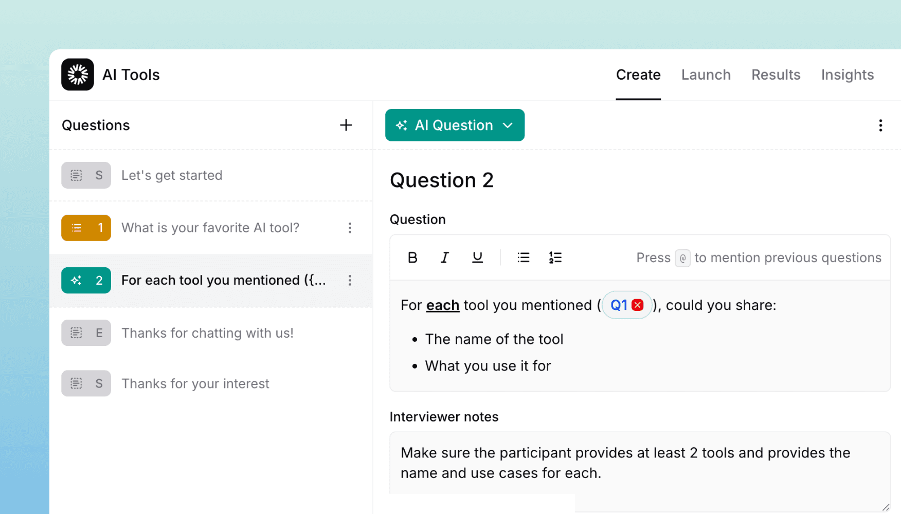 Faster study editor and interviewer, plus question formatting